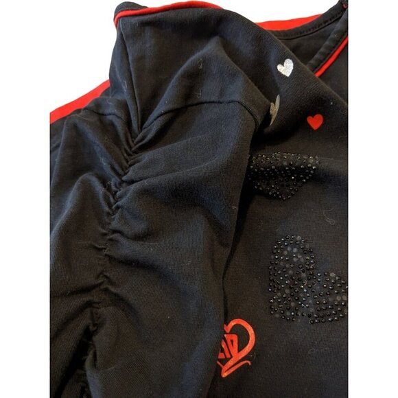 Nano Girls Red Black Dress 5 Embellished Pocket Bow Hearts Long Sleeve Artsy - Picture 5 of 7